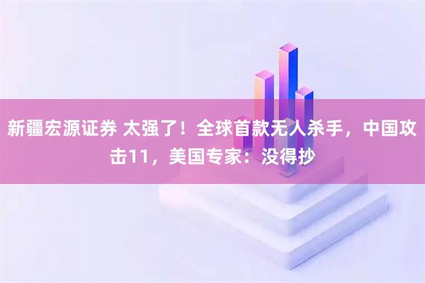 新疆宏源证券 太强了！全球首款无人杀手，中国攻击11，美国专家：没得抄